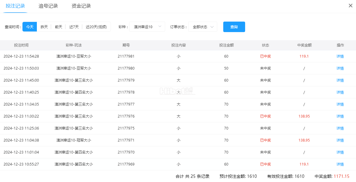 今天的澳洲幸运10游戏输了几百
