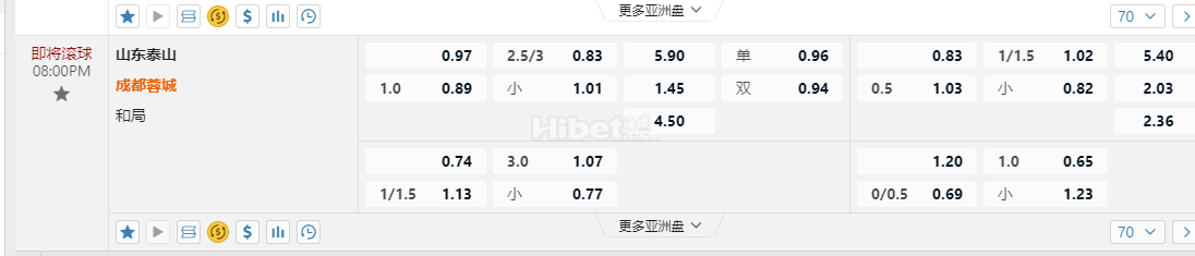 中超山东泰山vs城都荣成